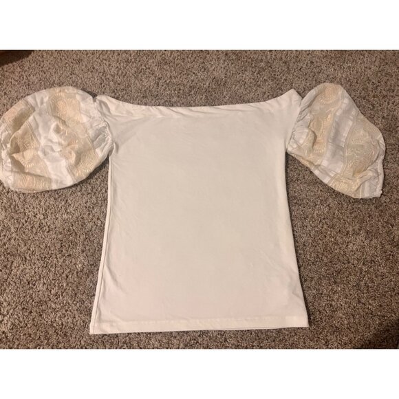 Free People Ivory Knit Top Rock With It Embroidered off Shoulder Size : med - Picture 2 of 7